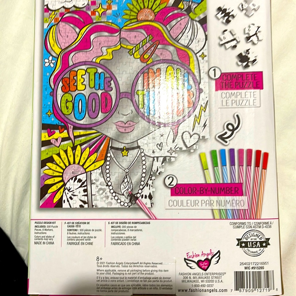 Fashion angels color by number DIY puzzle